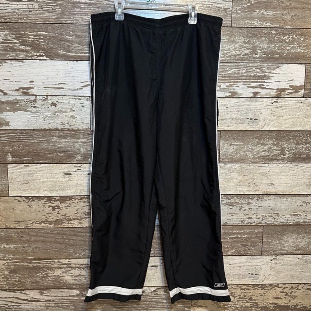 Vintage 90s Reebok Black Men's Track Pants Loose Fit Athletic Sweatpants